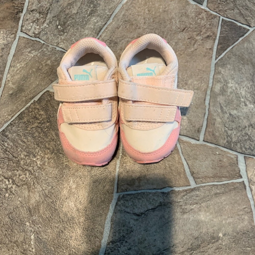 Puma Kids Light Pink and Cream Sneakers